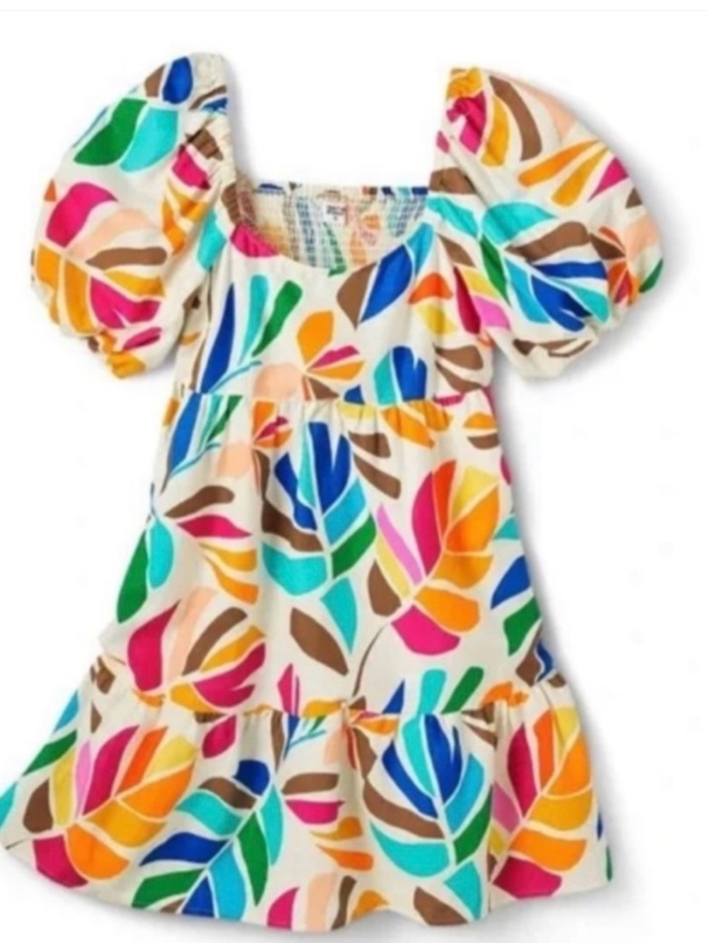 Tabitha Brown x Target Multicolor Leaf Print Puff Sleeve Dress